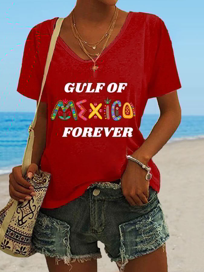 Women's Gulf Of Mexico Print Casual T-Shirt