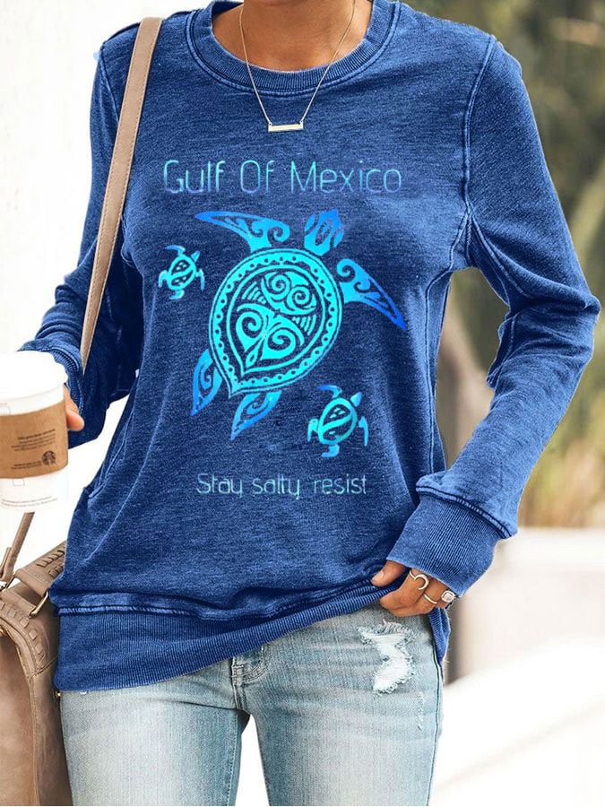 Women's Gulf Of Mexico Print Crewneck Sweatshirt