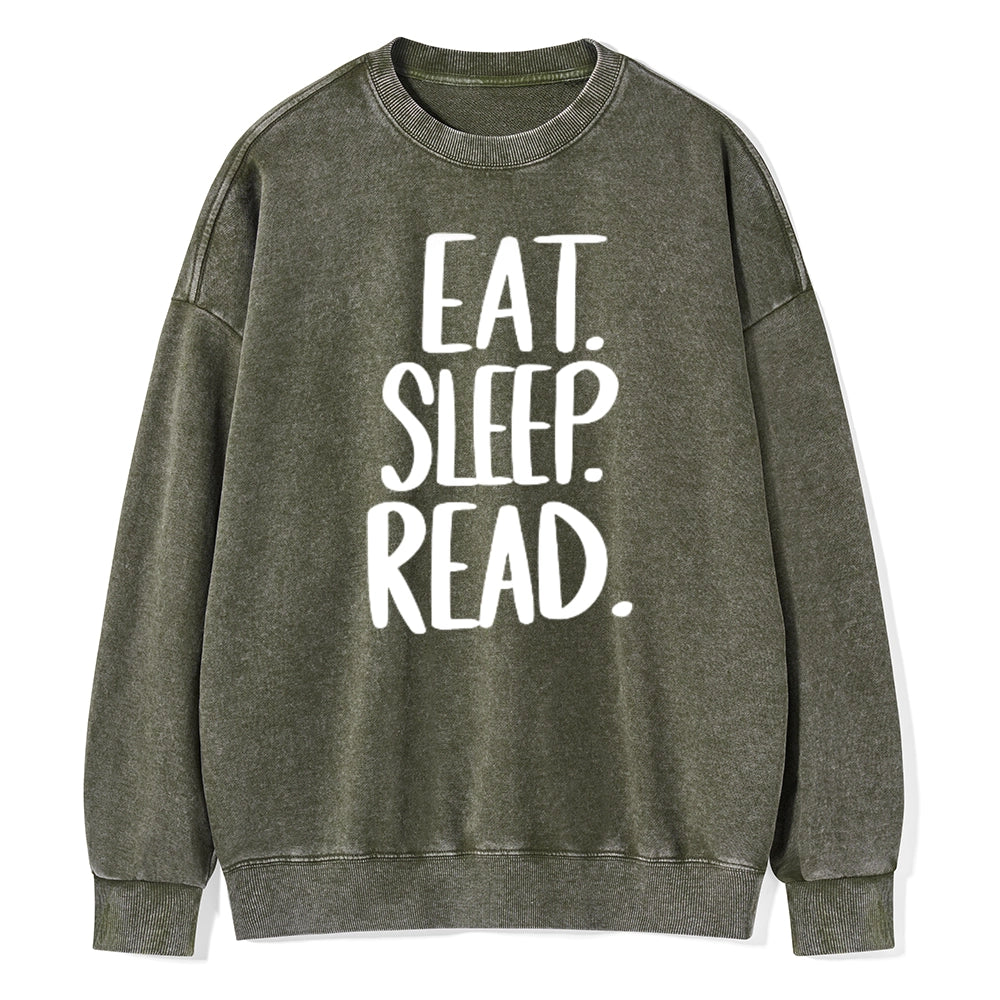 Eat Sleep Read Unisex Washed Sweatshirt