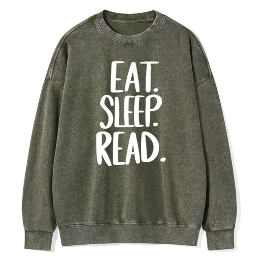 Eat Sleep Read Unisex Washed Sweatshirt