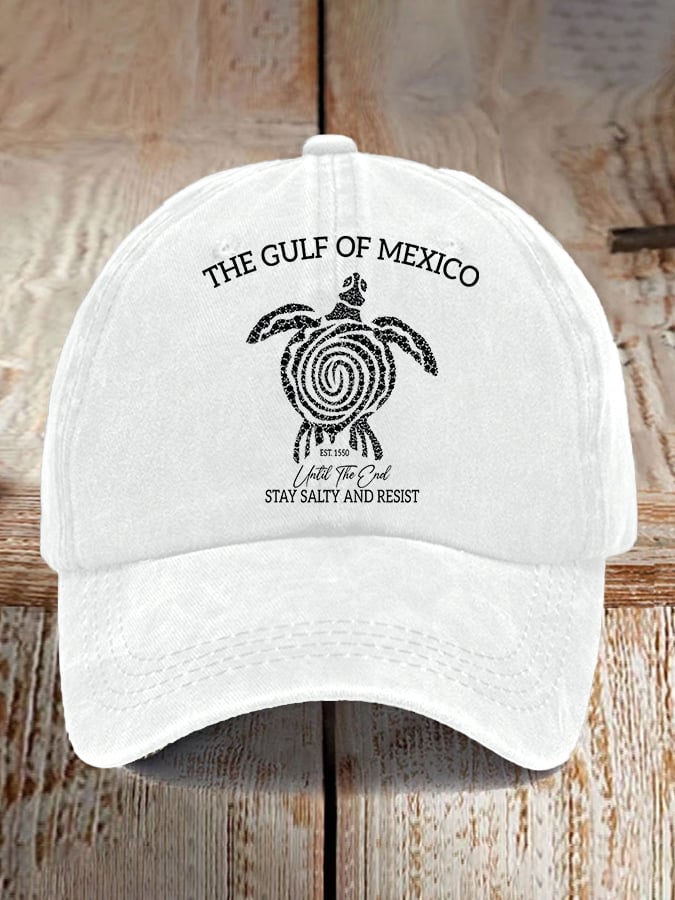 The Gulf Of Mexico Est. 1550 Until The End Stay Salty And Resist Printed Baseball Cap
