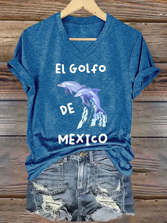 Women's Gulf Of Mexico Printed V Neck T-Shirt