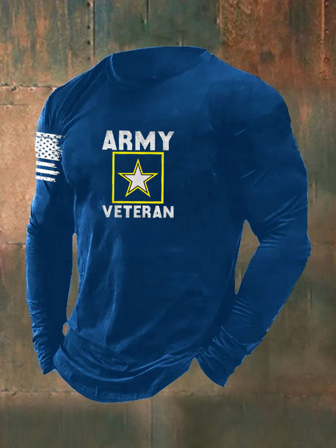 Men's Army Veteran  Pattern Long Sleeve T-Shirt