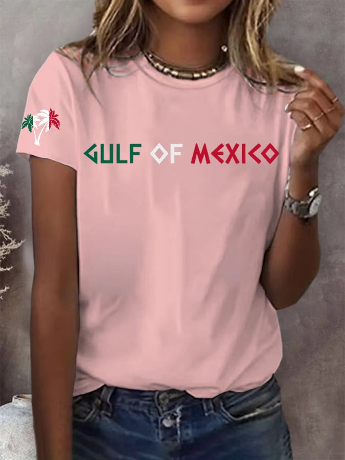 Women's Gulf Of Mexico Print Round Neck T-Shirt