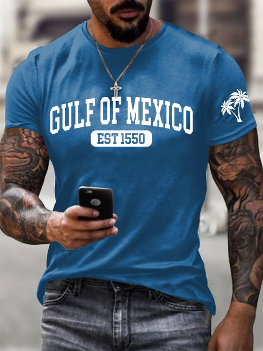 Men's Gulf Of Mexico Printed Round Neck T-Shirt