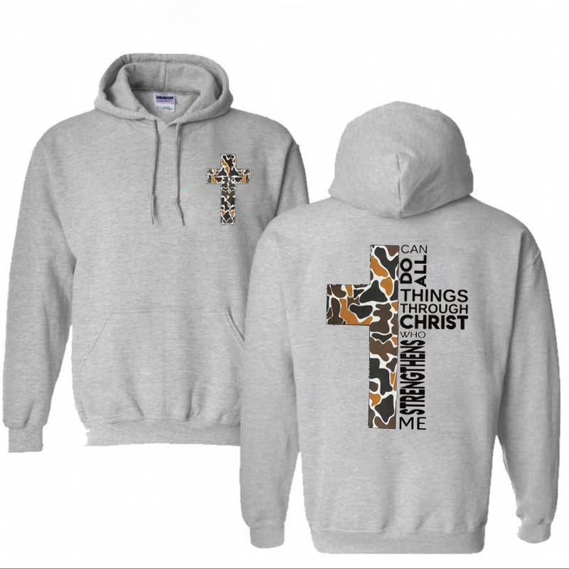 Can Do All Thins Through Christ Pattern Printed Classics Hooded Sweatshirt