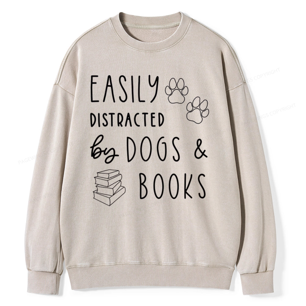 Dogs And Books Unisex Washed Sweatshirt