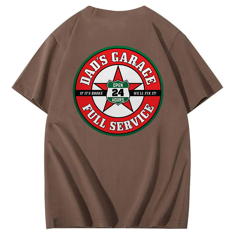 Dad's Garage Full Service If It's Broke We'll Fix It Printed Men's T-shirt