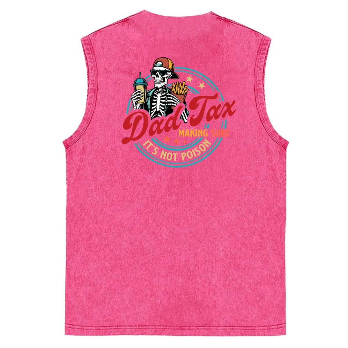 Dad Tax Pattern Sleeveless Cotton Washed Printed Loose Vest