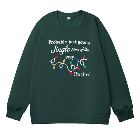 Christmas I'm Tired  Pattern 100% 300g CottonCrew Neck Sweatshirt