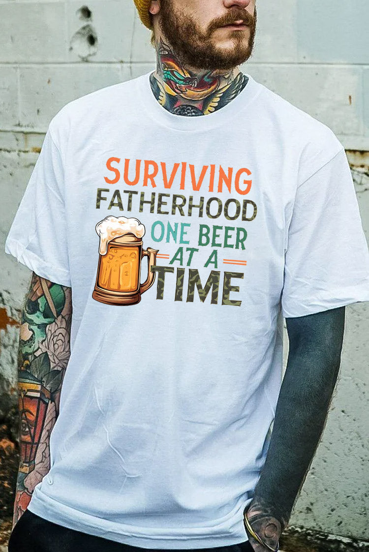 Surviving Fatherhood  Pattern Print 100%Cotton T-Shirt
