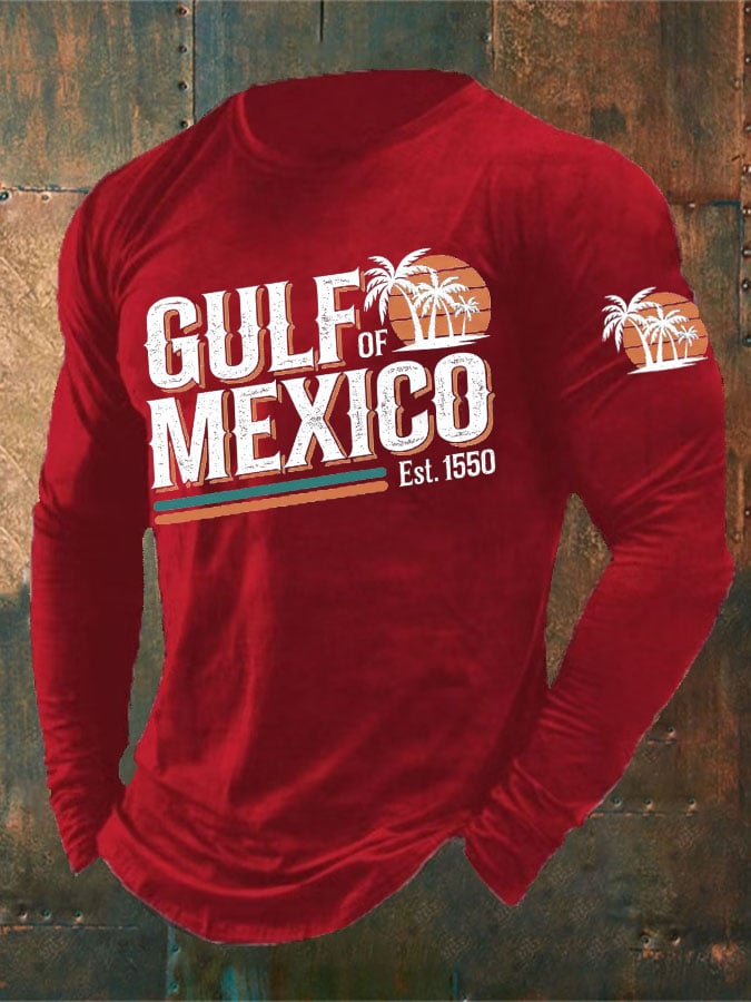 Men'S Retro Gulf of Mexico Print T-Shirt