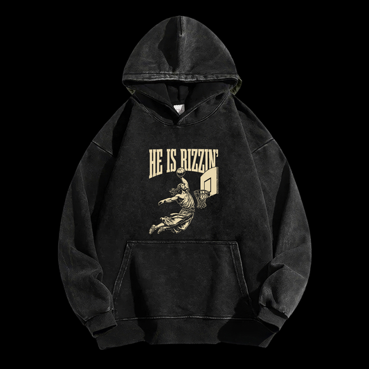 He Is Rizzin' Washed Hoodie