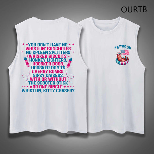 Haywood Beaver USA Independence Day Funny Adult Discomfort Art Print Cotton Sleeveless Tank Tops
