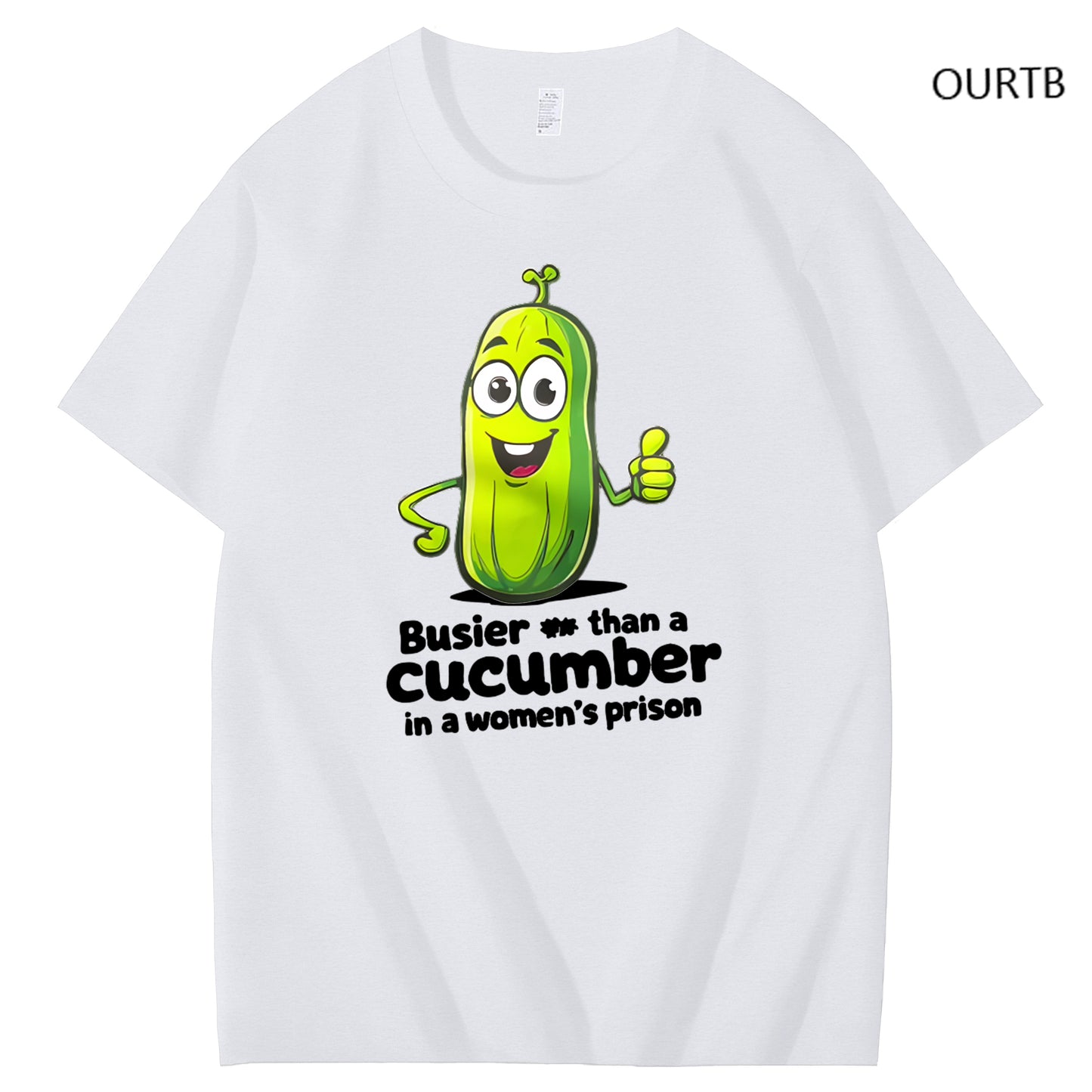 Busier Than A Cucumber In A Women's Prison Art Pattern Print T-Shirt