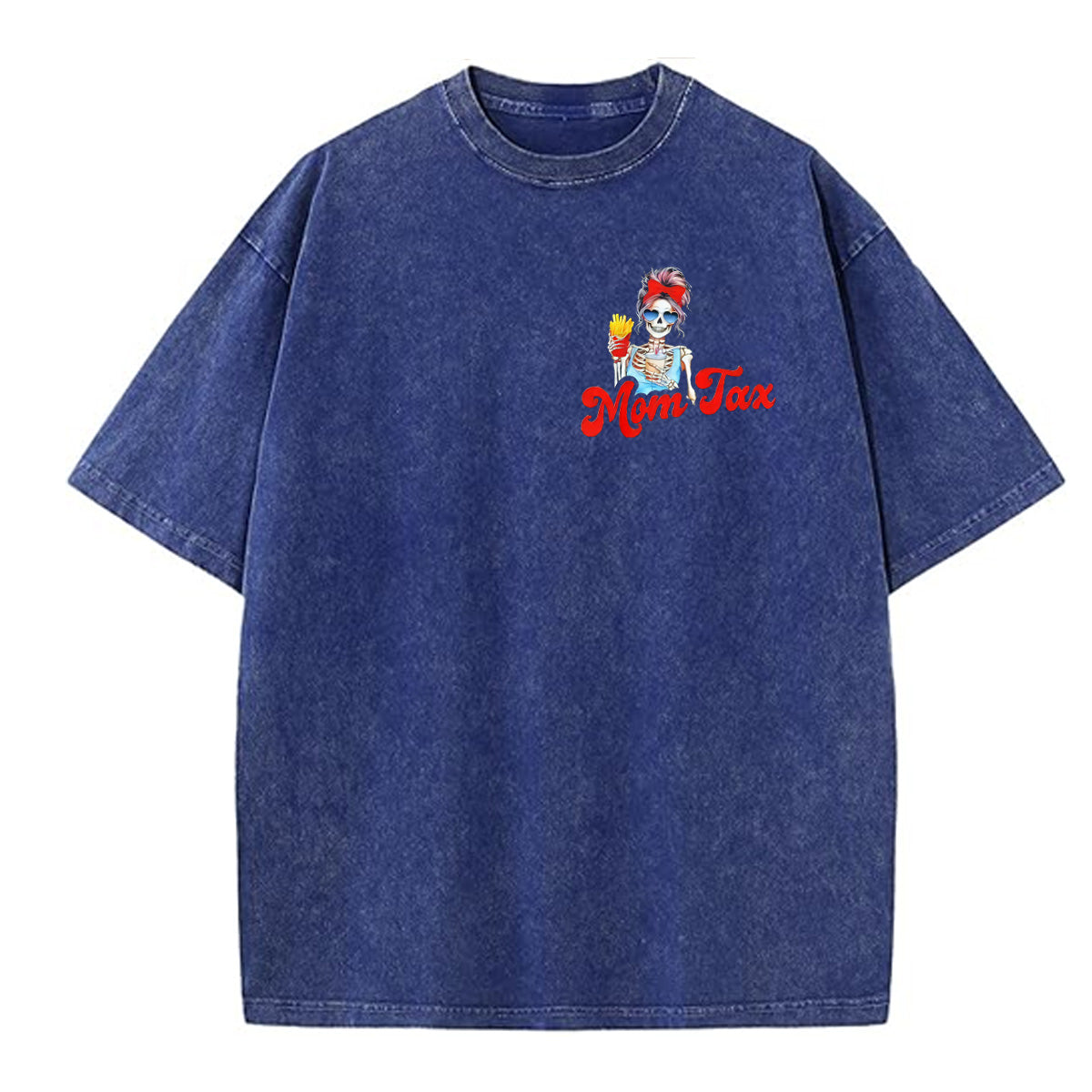 Mom Tax Washed And Distressed Pattern Crew Neck T-Shirt