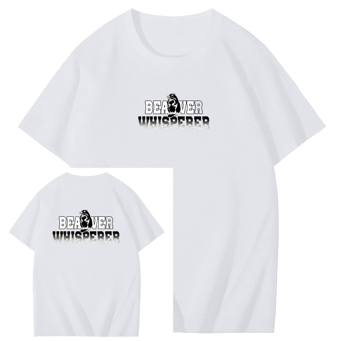 Beaver Whisper Funny Adoult Art Pattern Print T-Shirt