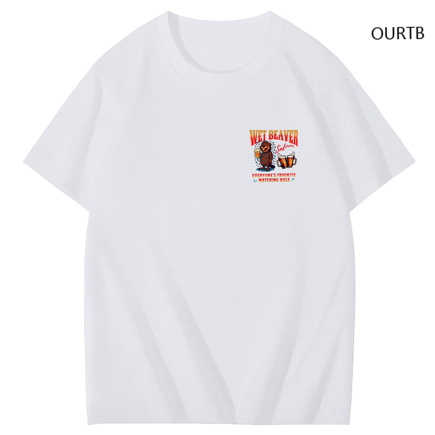 Wet Beaver Everyone's Favorite Watering Hole Funny Adoult Art Pattern Print T-Shirt