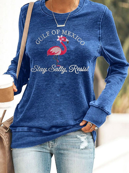 Women's Gulf Of Mexico Print Round Neck Sweatshirt