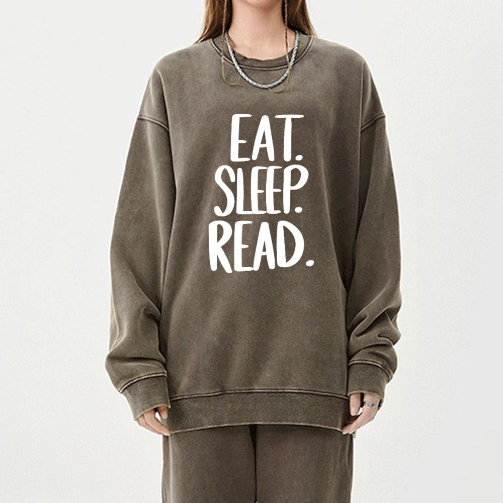 Eat Sleep Read Unisex Washed Sweatshirt