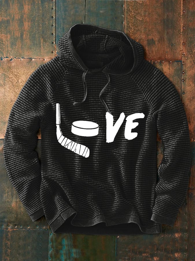 Men's Love Ice Hockey Print Hoodie
