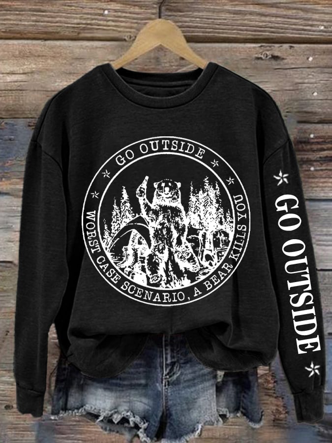 Women's Worst Case Hiking Mountaineering Printed Crew Neck Long Sleeve Sweatshirt