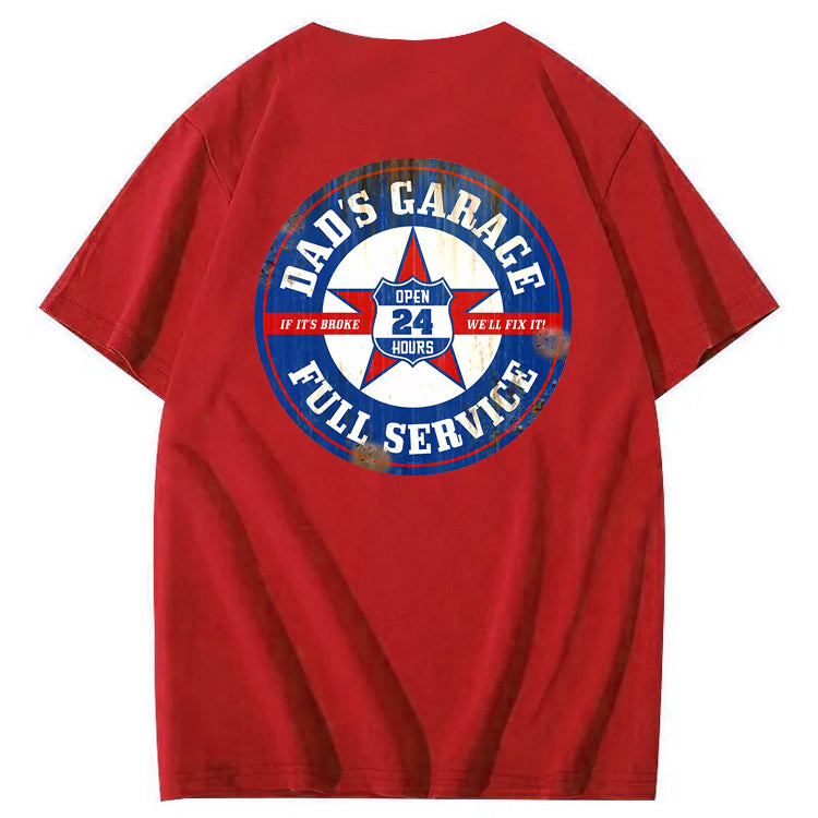 Dad's Garage Full Service If It's Broke We'll Fix It Printed Men's T-shirt