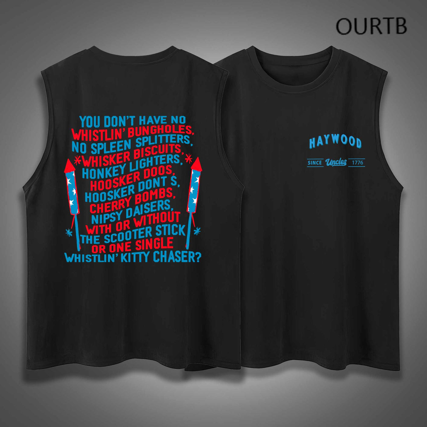 Haywood Uncle Since 1776 USA Independence Day Funny Adult Discomfort Art Print Cotton Sleeveless Tank Tops