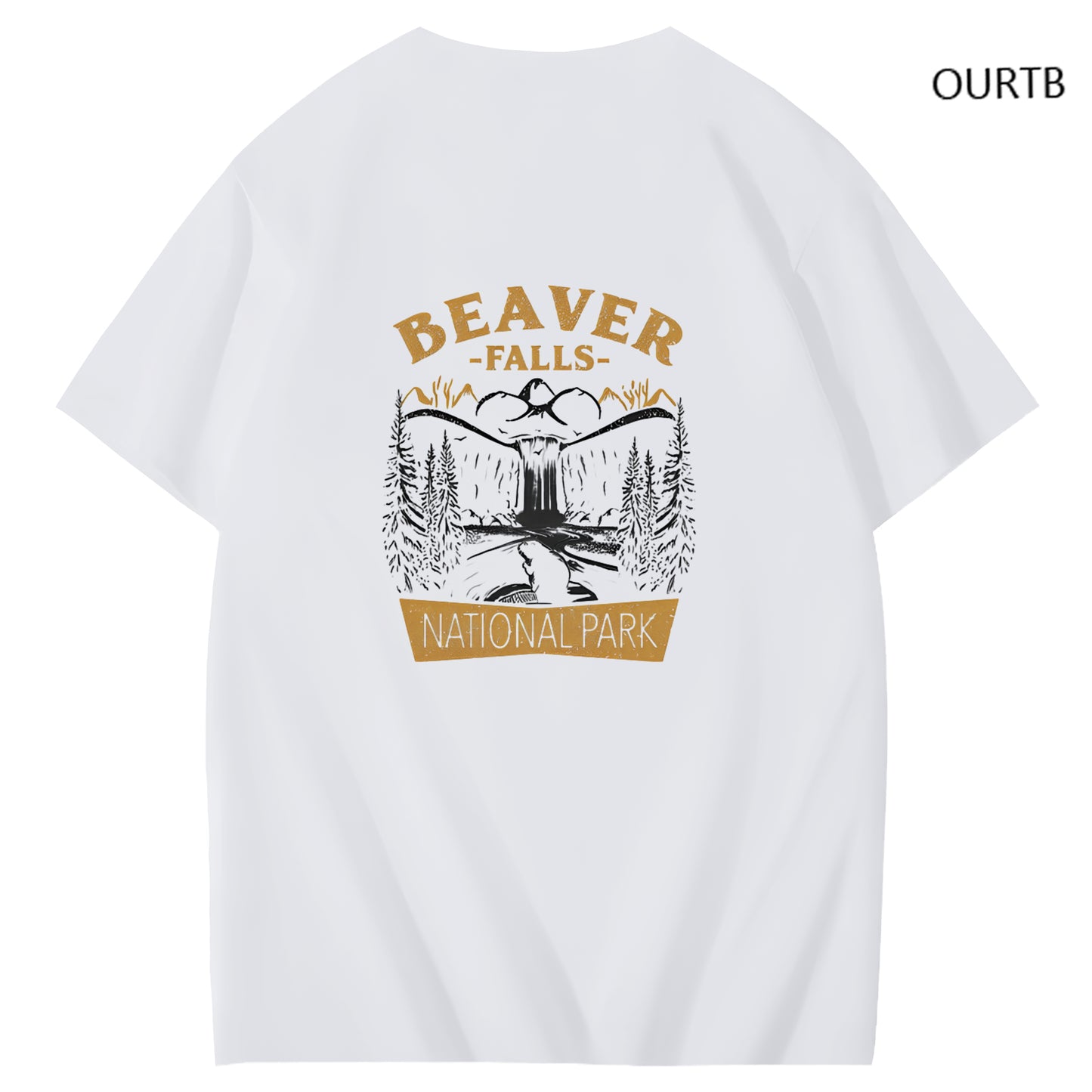 Beaver Falls National Park Funny Art Pattern Print T-Shirt
