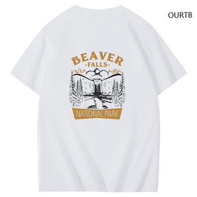 Beaver Falls National Park Funny Art Pattern Print T-Shirt