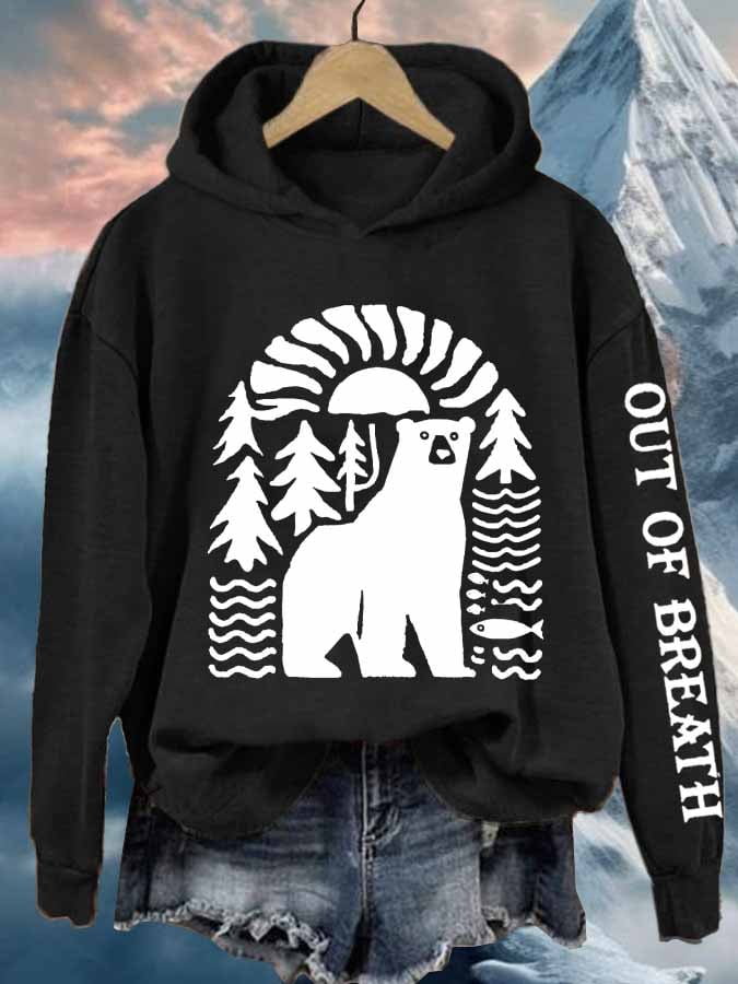Women's Retro Out Of Breath Hiking Printed Hoodie