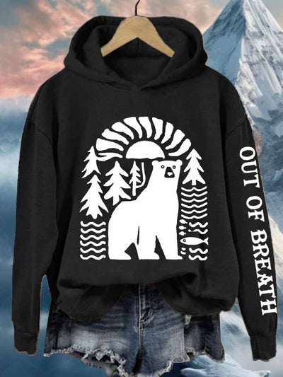 Women's Retro Out Of Breath Hiking Printed Hoodie