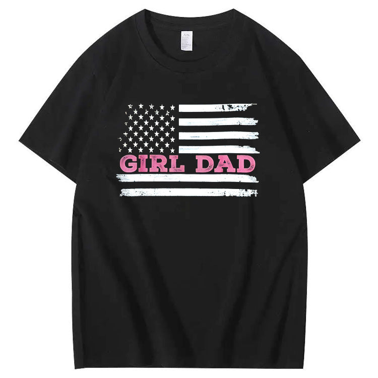 Girl Dad Pattern Print 100%Cotton T-Shirt