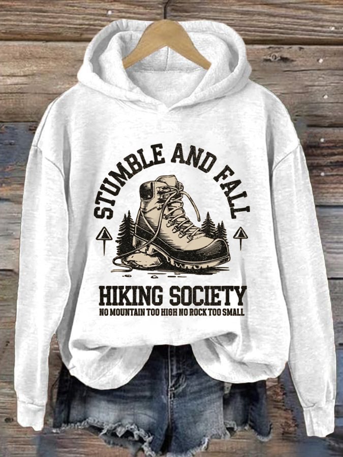 Women's No Mountain Too High No Rock Too Small Printed Hooded Long Sleeve Sweatshirt