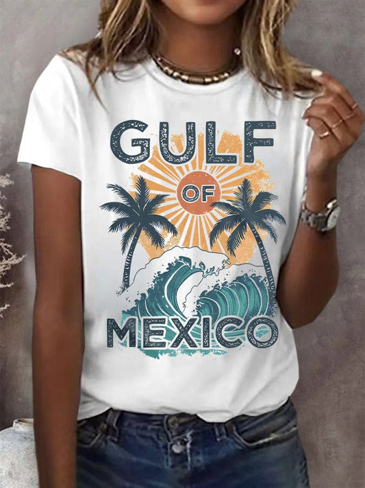 Women's Retro Gulf of Mexico Print T-Shirt