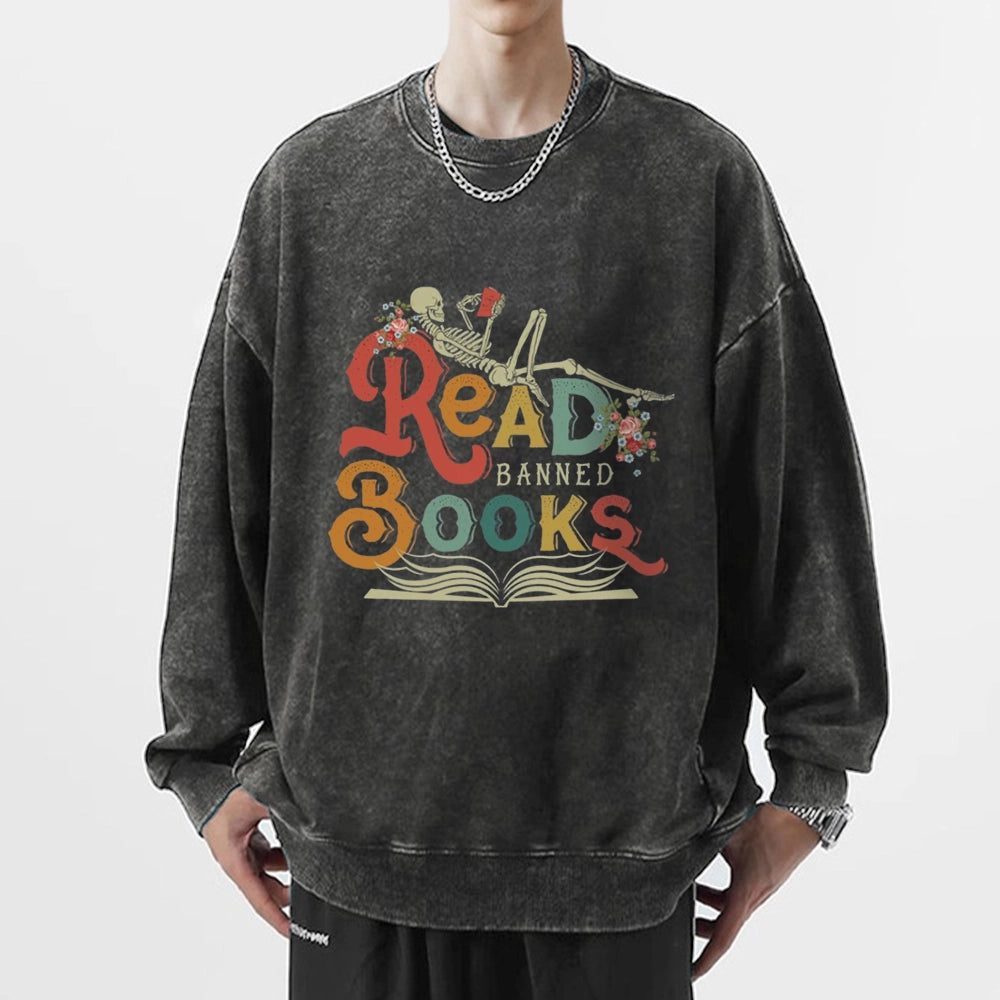Read Banned Books Unisex Washed Sweatshirt