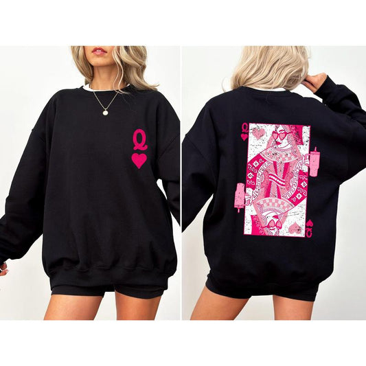 Queen of Hearts, Cards, Games, Valentine's Day Sweatshirt