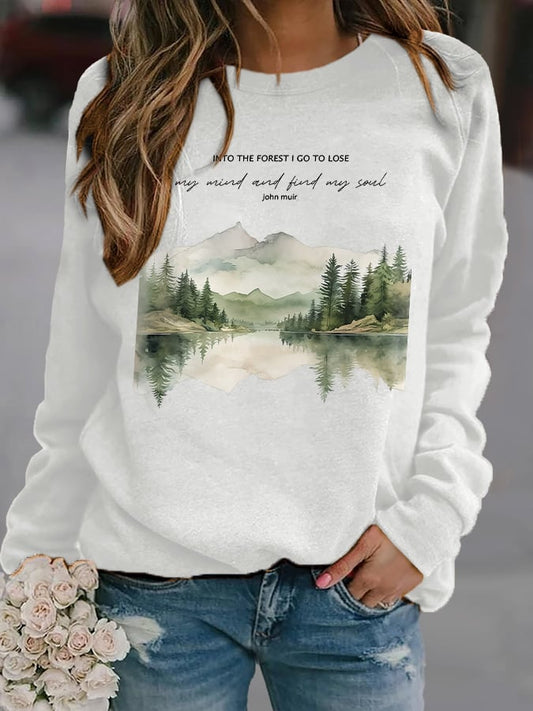 Retro Hiking Outdoors Camping And Into The Forest I Go To Lose My Mind And Find My Soul Print Sweatshirt
