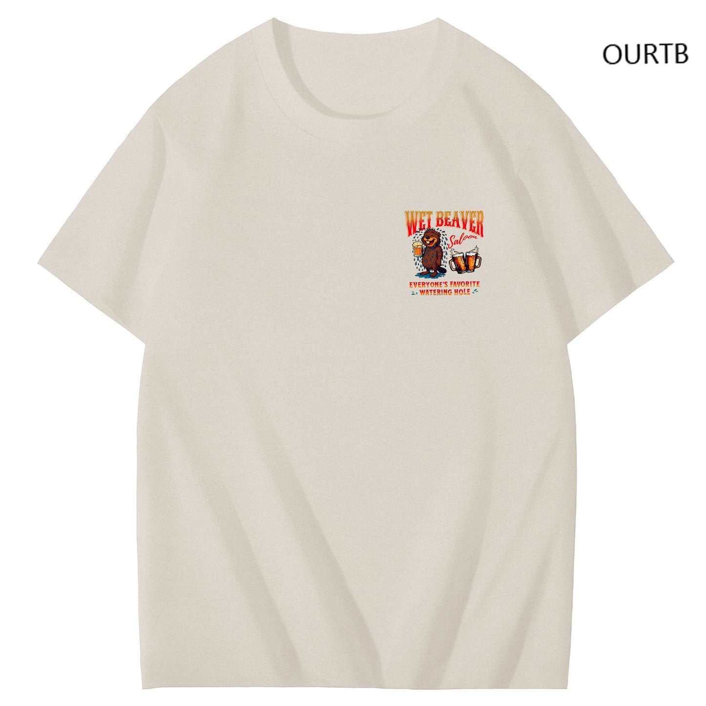 Wet Beaver Everyone's Favorite Watering Hole Funny Adoult Art Pattern Print T-Shirt