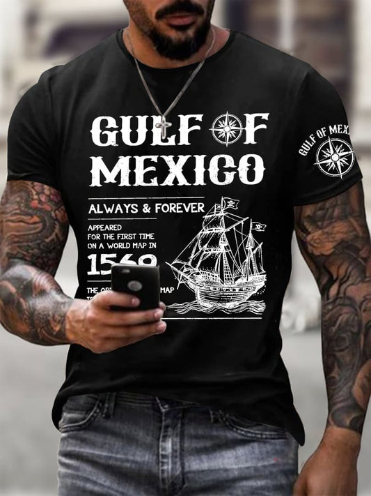 Men's Gulf Of Mexico Printed Round Neck T-Shirt