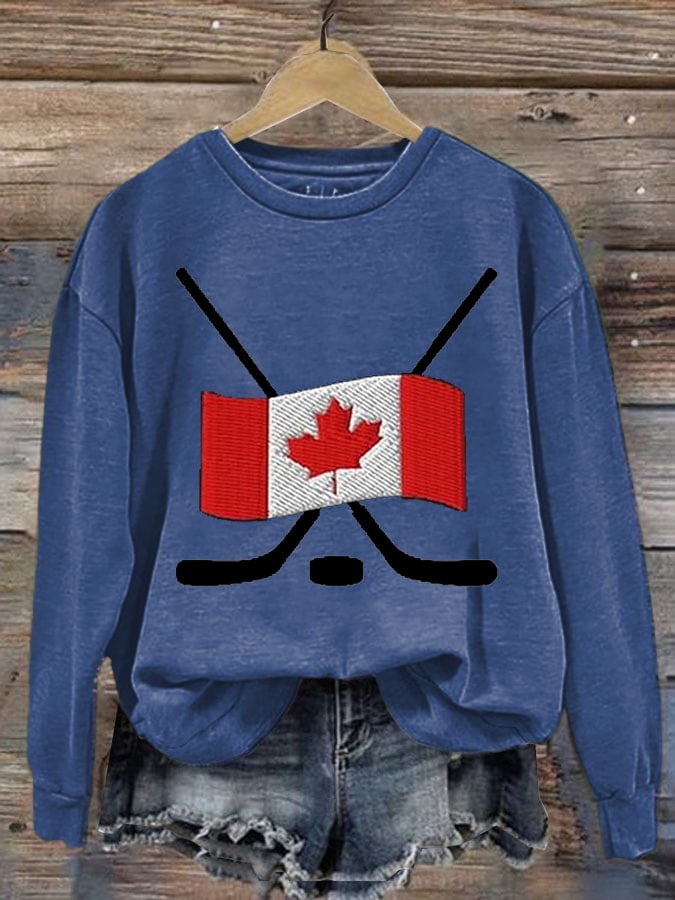 Women'S Canada Hockey Print Sweatshirt