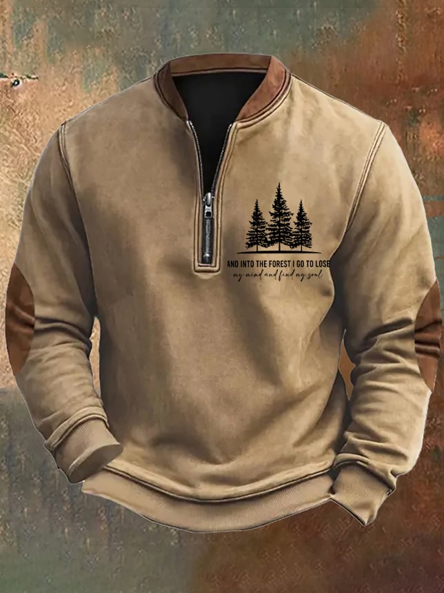 Men's Retro Hiking Outdoors Camping And Into The Forest I Go To Lose My Mind And Find My Soul Printed Sweatshirt