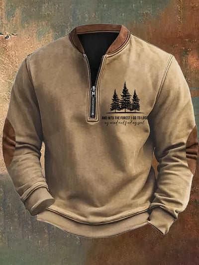 Men's Retro Hiking Outdoors Camping And Into The Forest I Go To Lose My Mind And Find My Soul Printed Sweatshirt