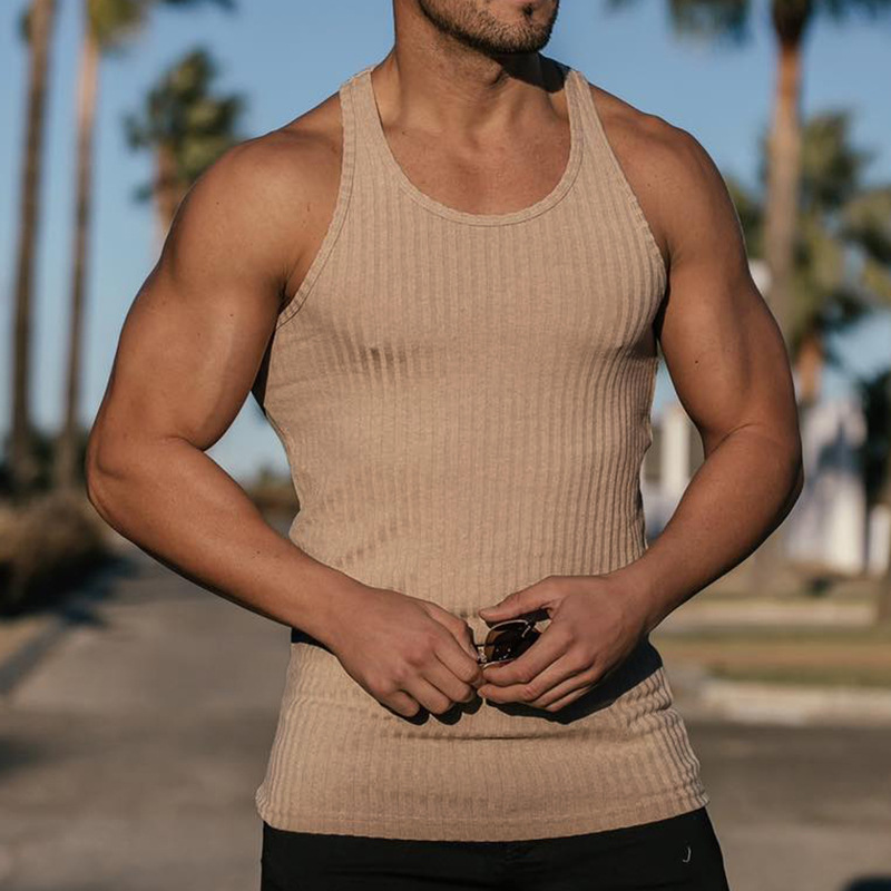 Men's Knitted Vertical Striped Fitness Vest