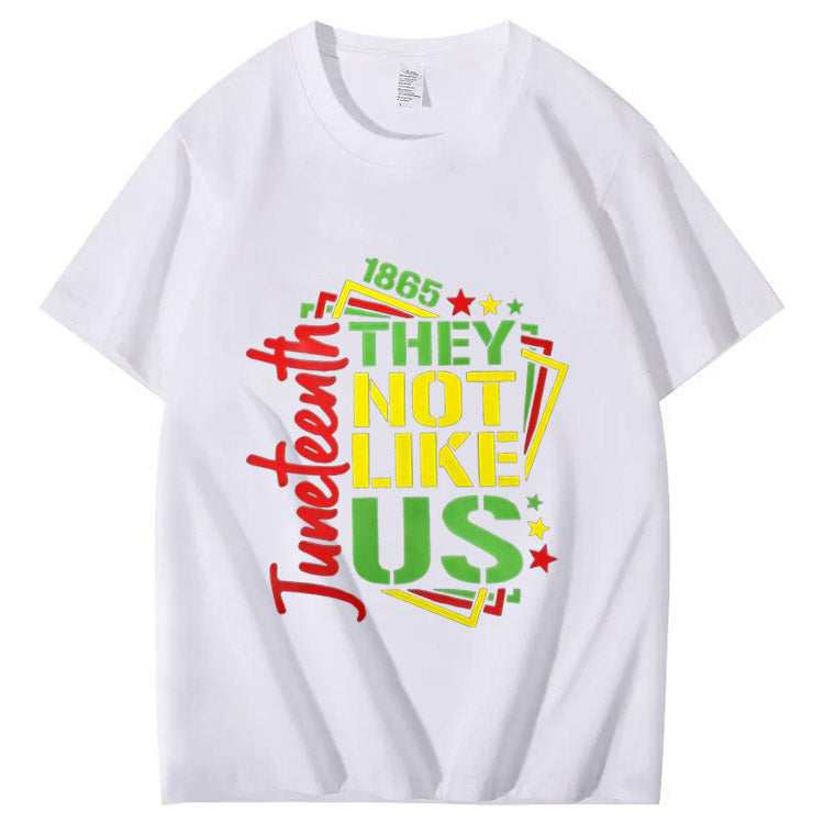 Juneteenth 1865 The Not Like USA Pattern Print 100%Cotton T-Shirt