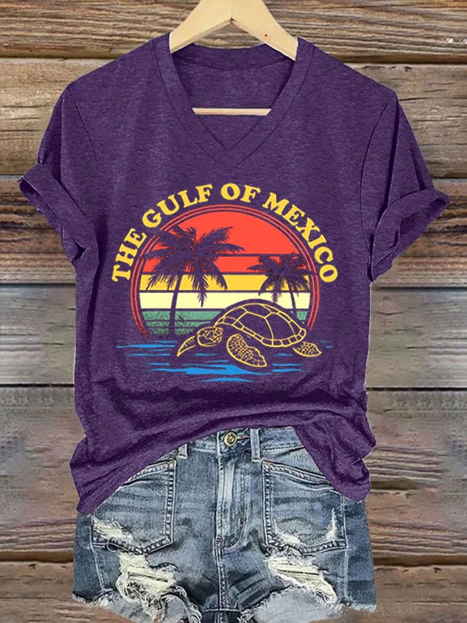Women's Gulf of Mexico Print V-Neck T-Shirt