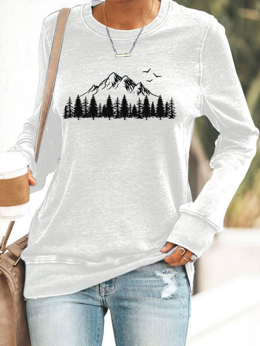 Women's Mountain Nature Lovers Printed Sweatshirt