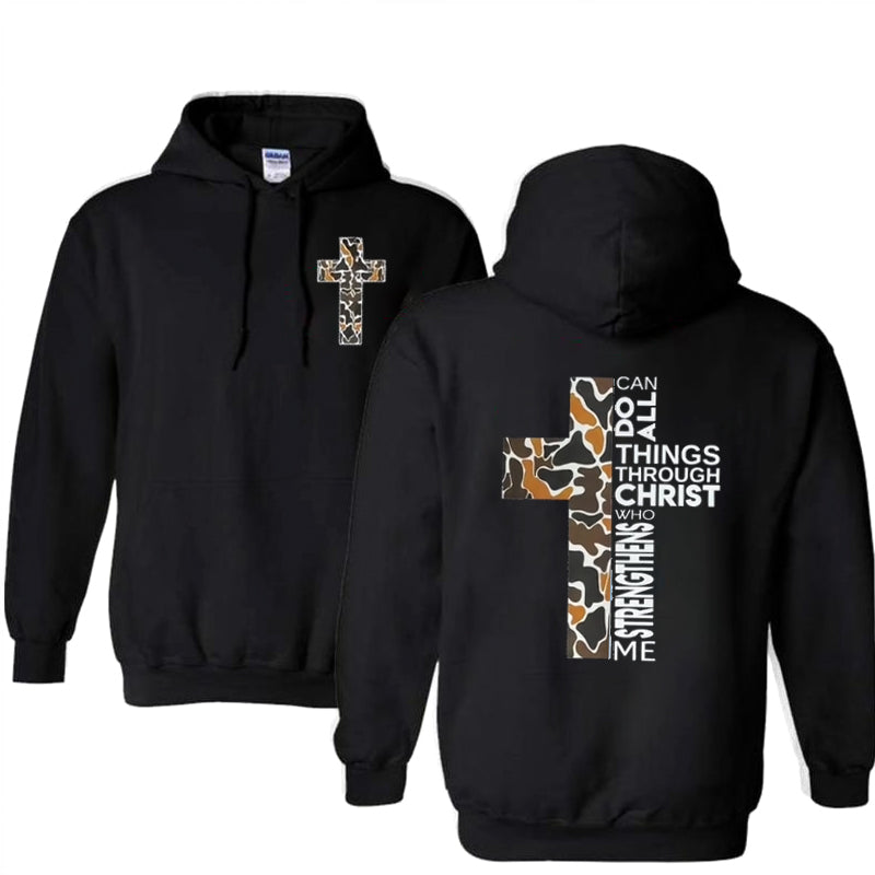 Can Do All Thins Through Christ Pattern Printed Classics Hooded Sweatshirt