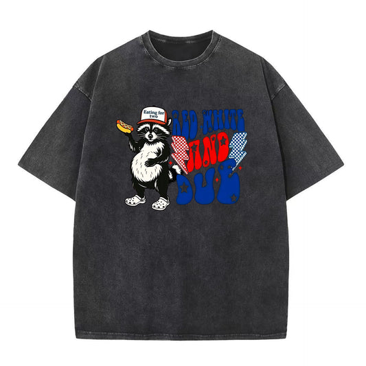 Red White And Feral Washed T-Shirt