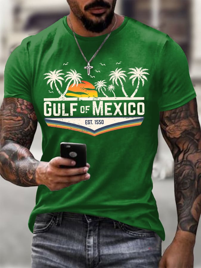 Men's Gulf Of Mexico Printed Round Neck T-Shirt
